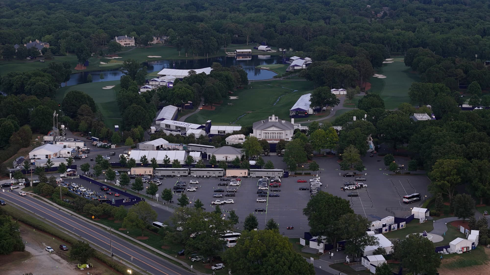 Aerial drone view over Huntersville, NC by SQO SkyWorks